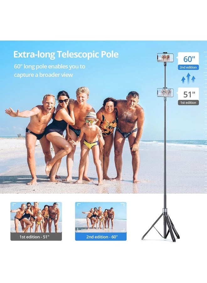 ATUMTEK 60" Selfie Stick Tripod, All in One Extendable Phone Tripod Stand with Bluetooth Remote 360° Rotation for iPhone and Android Phone Selfies, Video Recording, Vlogging, Live Streaming, Black - Image 4